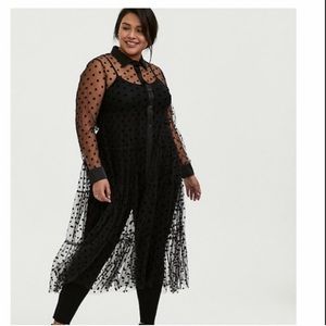 Torrid Sheer Tulle Black Polka Dot Duster